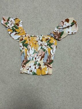 Abercrombie Floral Off-Shoulder Smocked Crop Top